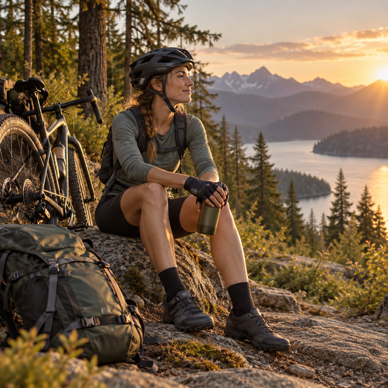 Sports customer story showing outdoor cycling gear on a trail